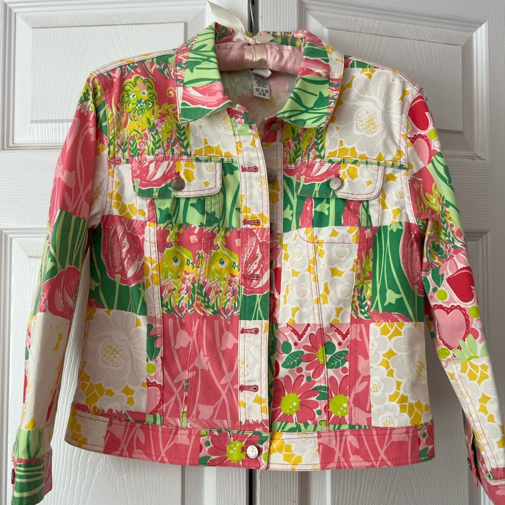 Lilly Pulitzer Vibrant Patchwork Jean Jacket - image 1